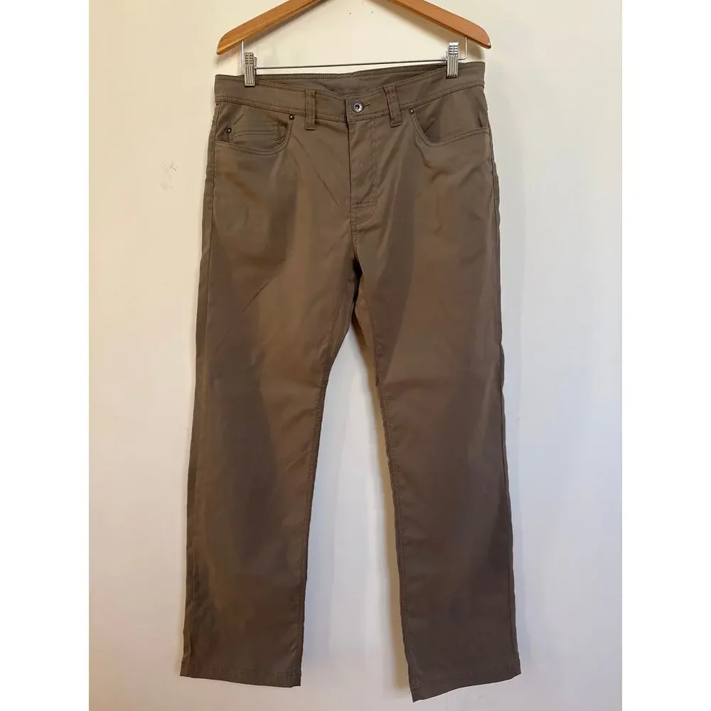 Prana Men’s Brion Pants Brown Slim Fit Stretch Hiking Outdoor Camping 34x32 - Picture 1 of 4